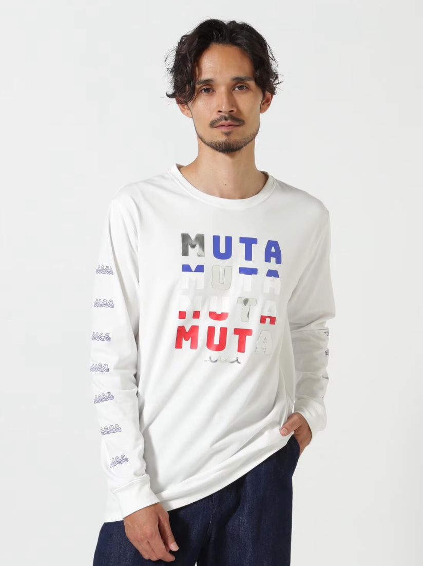 muta MARINE/ムータ マリン/Metal mutaプリント LS Tシャツ【ホワイト】