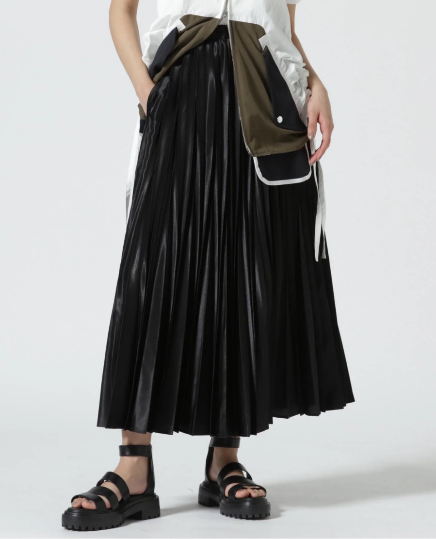 ORIGAMI PLEATS SK LL black - ロングスカート