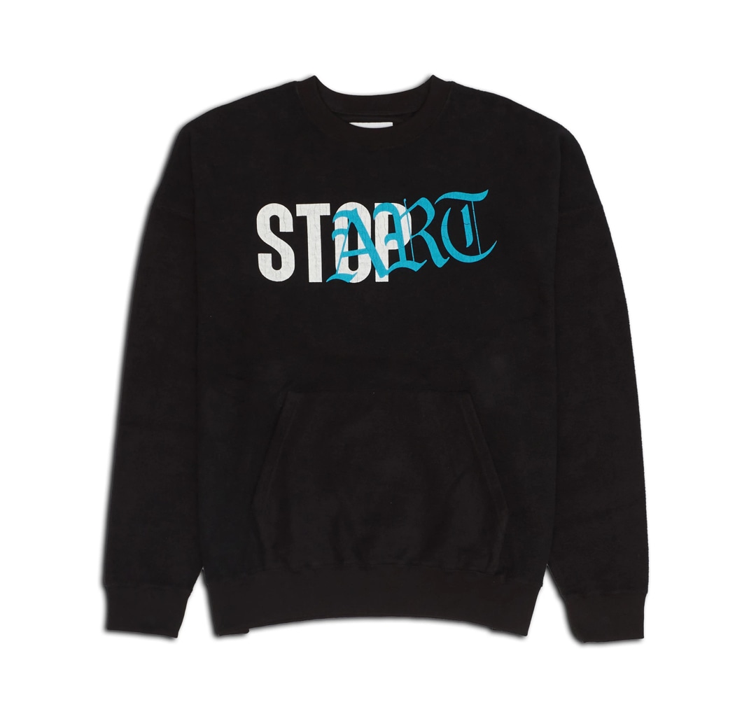 TAIN DOUBLE PUSH SWEAT CREW NECK BLACK