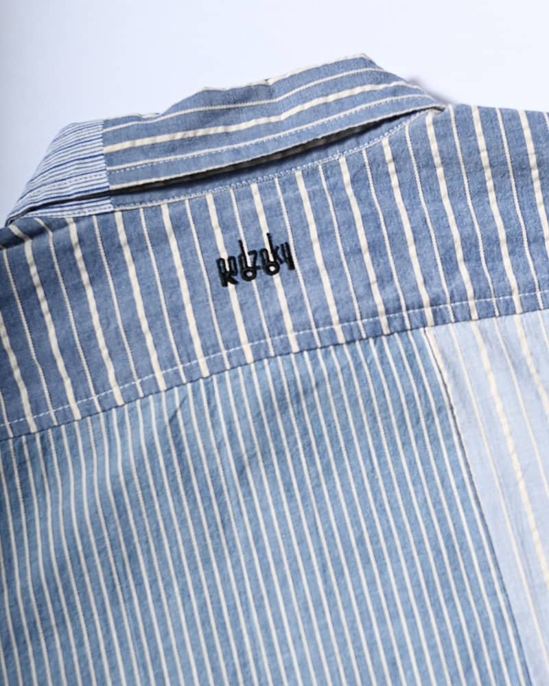 NODZOKU×KOOI  PATCHWORK OVER SHIRT -MULTI STRIPE- MULTI STRIPE FREE