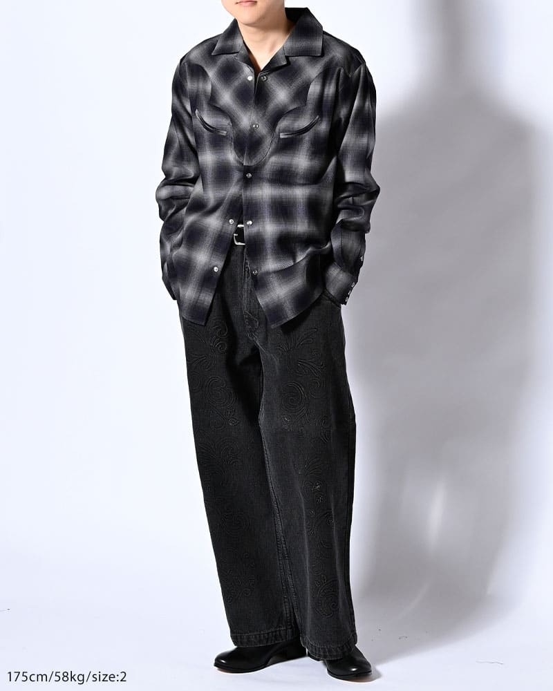 KOOI  EMBOSS DENIM PANTS -BLACK- BLACK 1