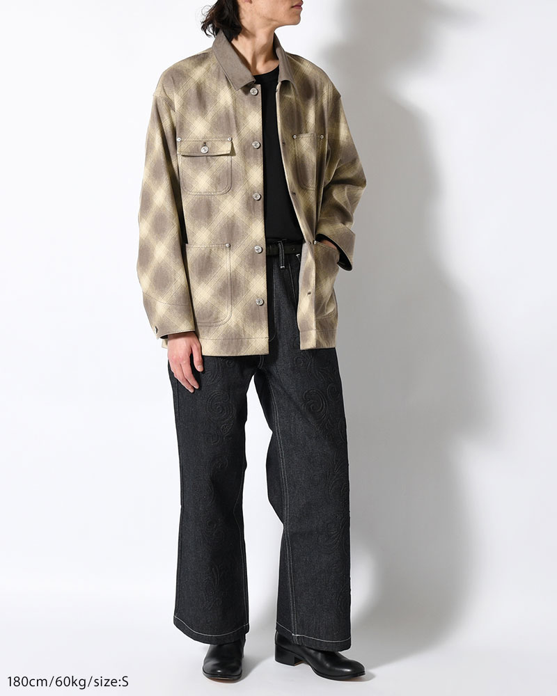 SEVEN BY SEVEN  OMBRE CHECK MICHIGAN CHORE COAT -Discharge printing- -GRAY- GRAY S