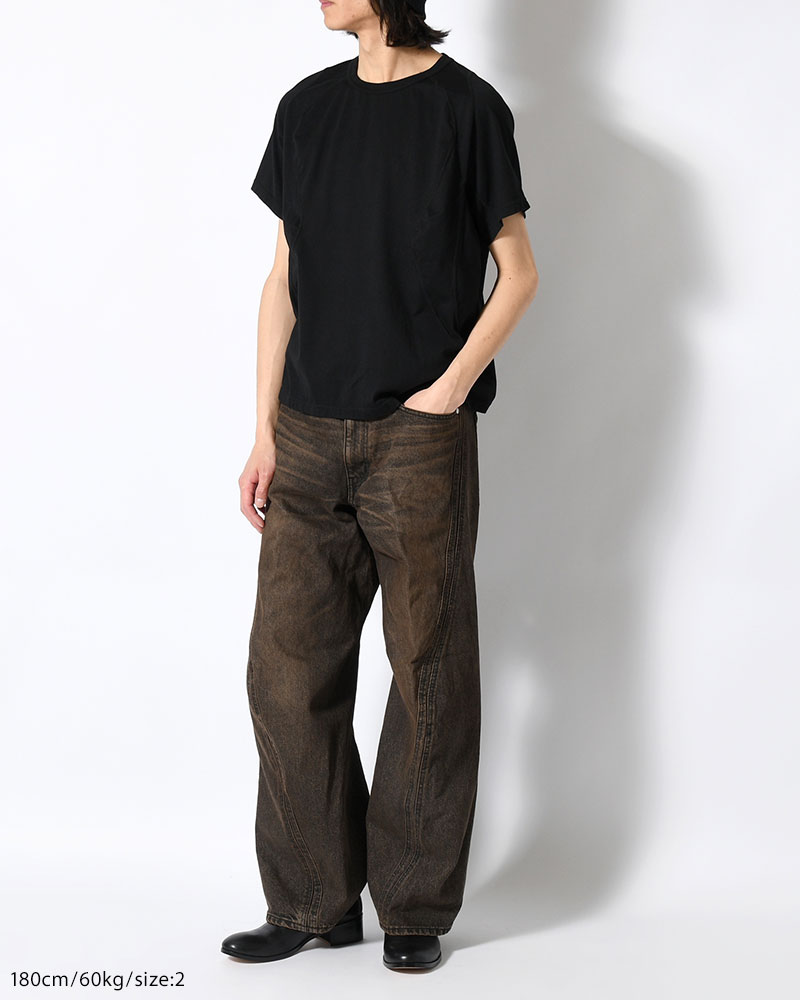 NVRFRGT  3D TWISTED WIDE LEG JEANS -MUD FADED BLACK- MUD FADED BLACK 1