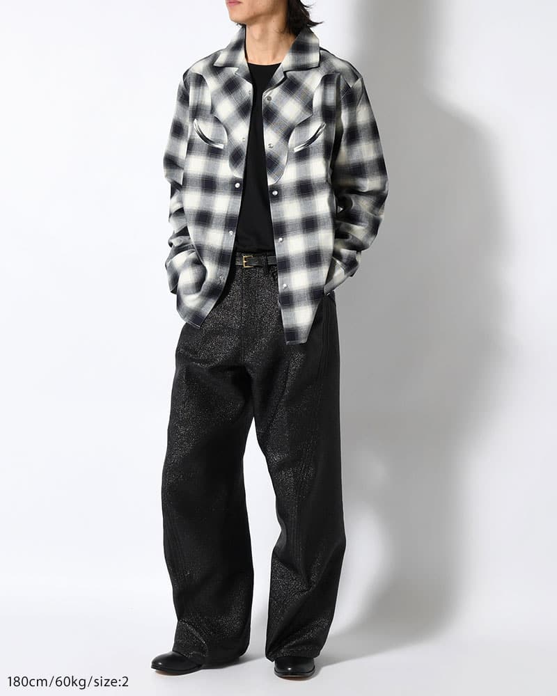 NVRFRGT  GLITTER TWILL 3D TWISTED WIDE -BLACK- BLACK 1