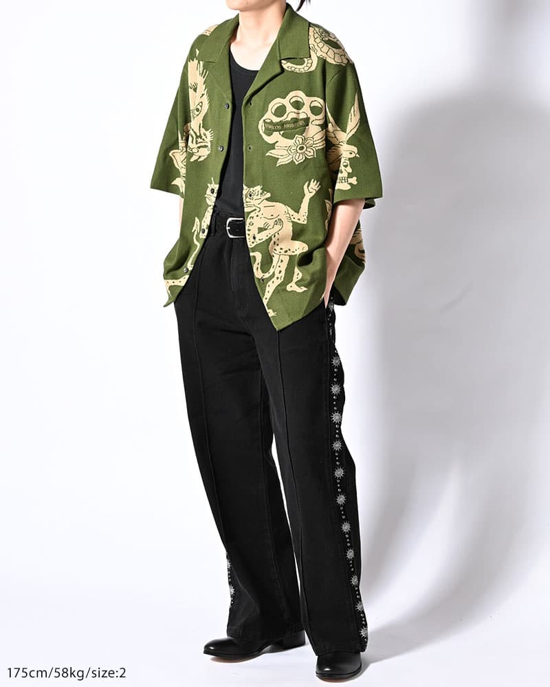 HIGH-GATE  OUTLAW KNIT SHIRT -GREEN- GREEN 1