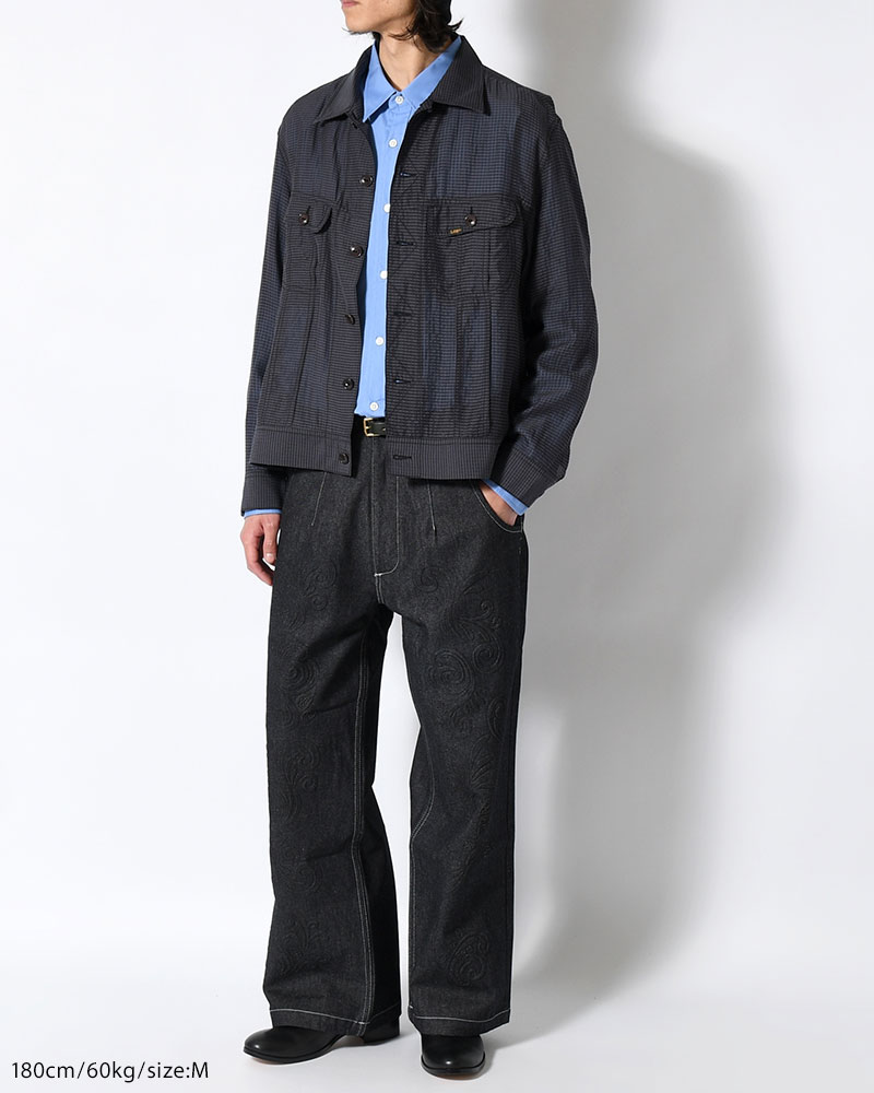 SEVEN BY SEVEN×Lee  SHEER COWBOY JACKET -Gingham Check Indian fabric- -BLACK- BLACK S
