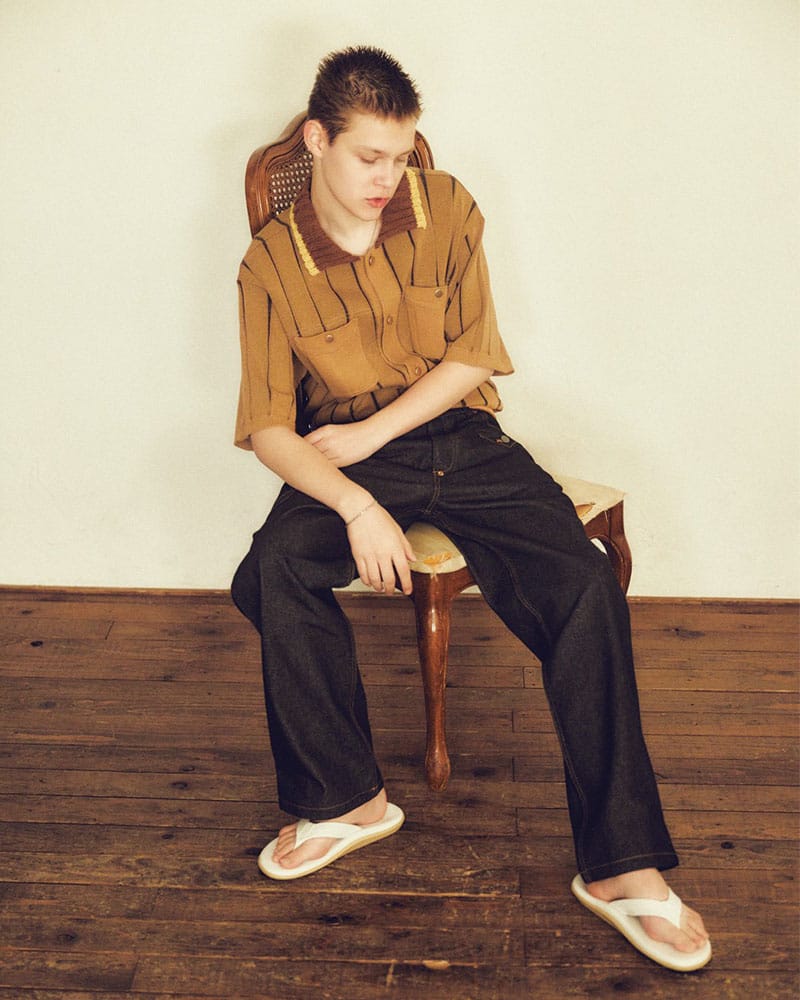 KOOI  CLASSIC RIB KNIT SHIRT -BEIGE- BEIGE 1