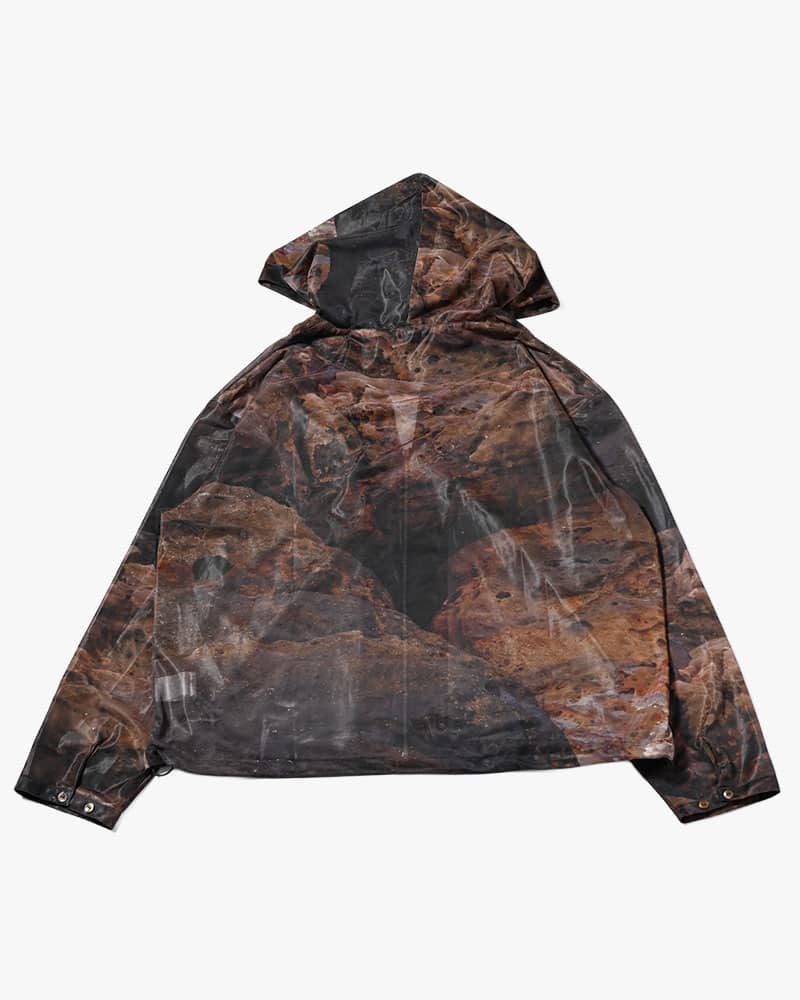 KOOI  NATURE PRINT SHEER ZIP HOODIE -SAND- SAND 1