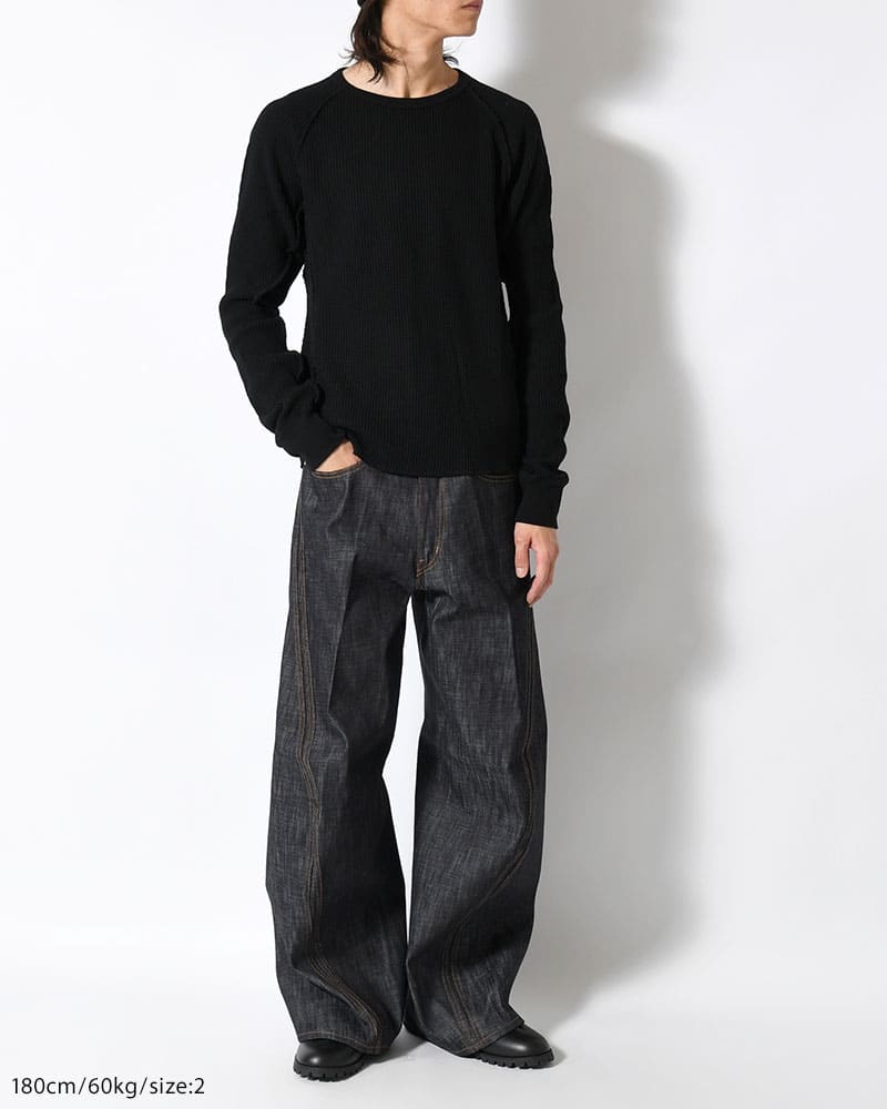 NVRFRGT  WAFFLE THERMAL LONG SLEEVE T-SHIRT -BLACK- BLACK 1