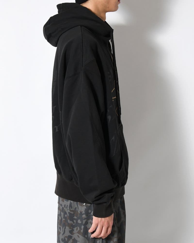 Perks And Mini  SHAPE SHIFT HOODED ZIP THRU SWEAT -BLACK WASH- BLACK WASH M
