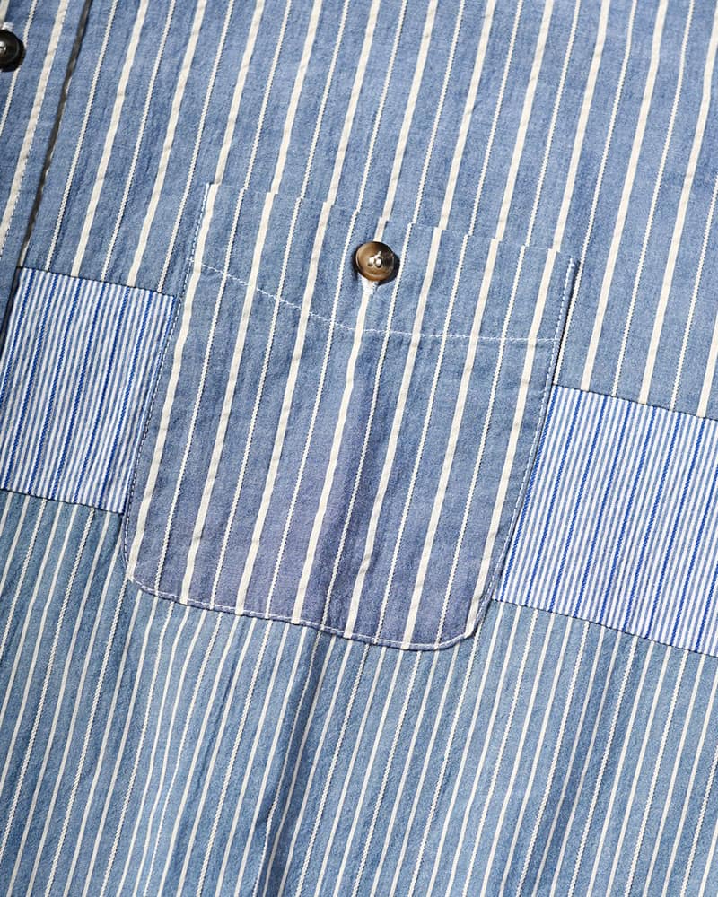 NODZOKU×KOOI  PATCHWORK OVER SHIRT -MULTI STRIPE- MULTI STRIPE FREE