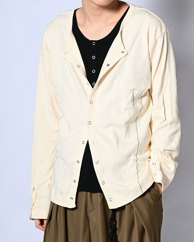 Robert P. Miller×KOOI  STITCH PANEL RIBBED CARDIGAN -IVORY- IVORY 1