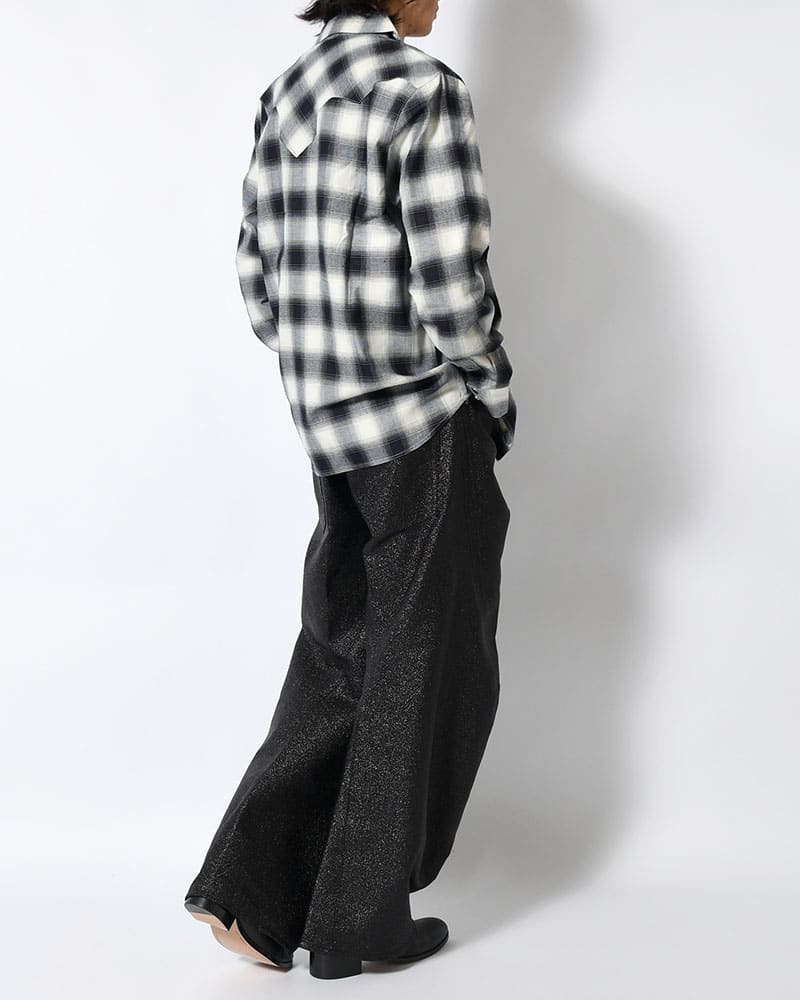 NVRFRGT  GLITTER TWILL 3D TWISTED WIDE -BLACK- BLACK 1