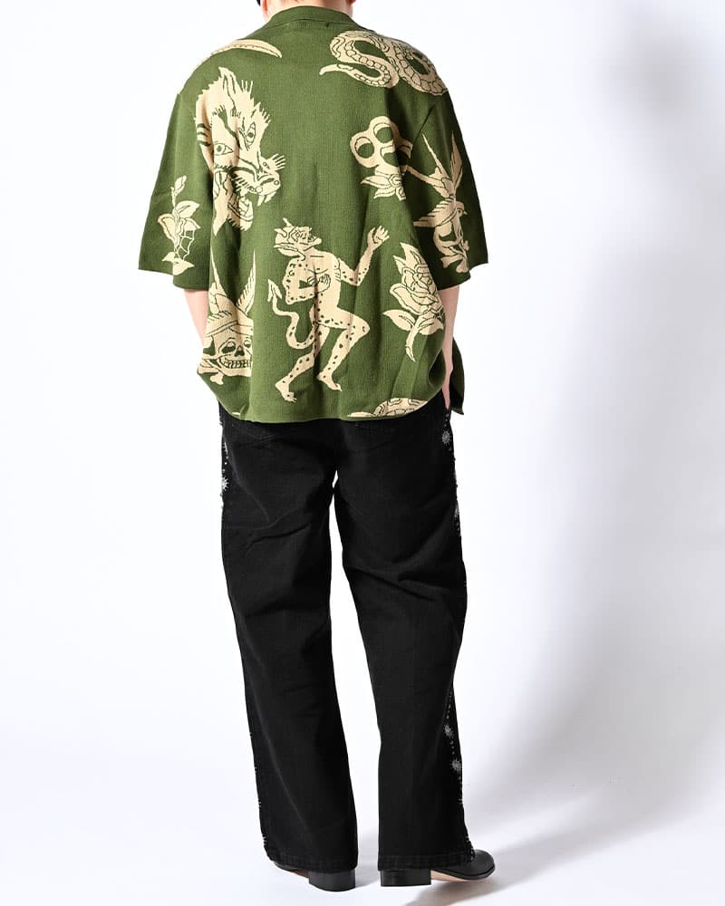 HIGH-GATE  OUTLAW KNIT SHIRT -GREEN- GREEN 1