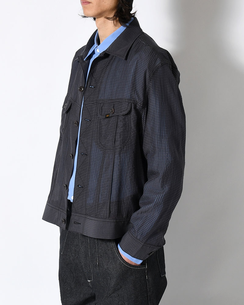 SEVEN BY SEVEN×Lee  SHEER COWBOY JACKET -Gingham Check Indian fabric- -BLACK- BLACK S