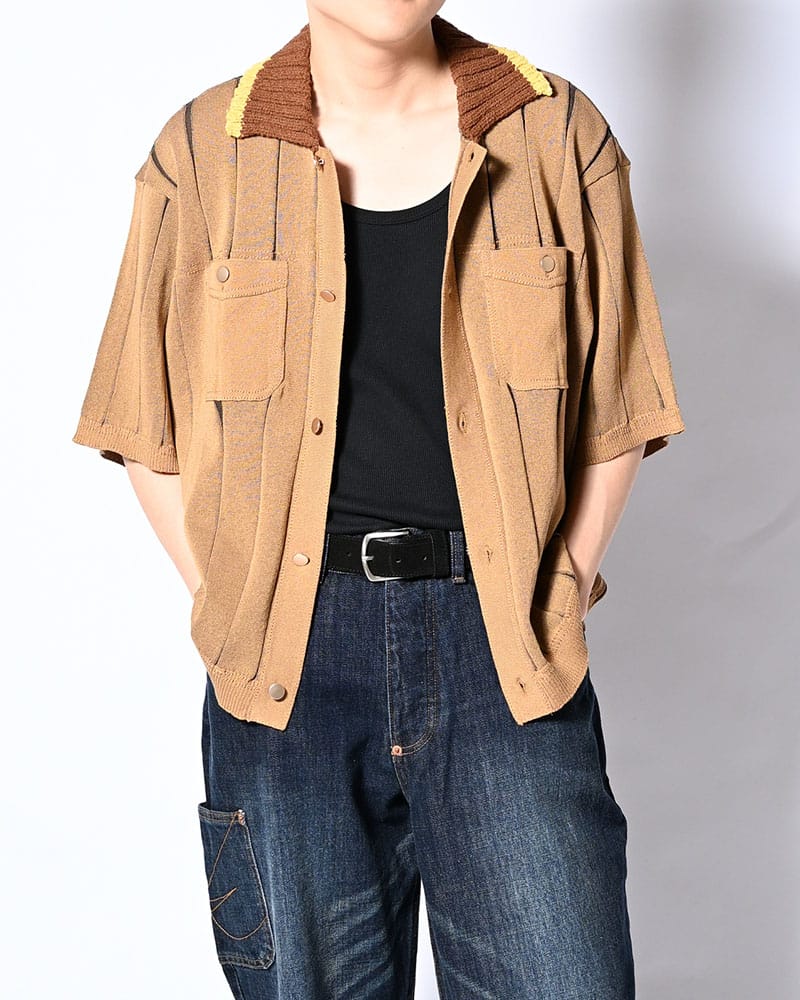 KOOI  CLASSIC RIB KNIT SHIRT -BEIGE- BEIGE 1