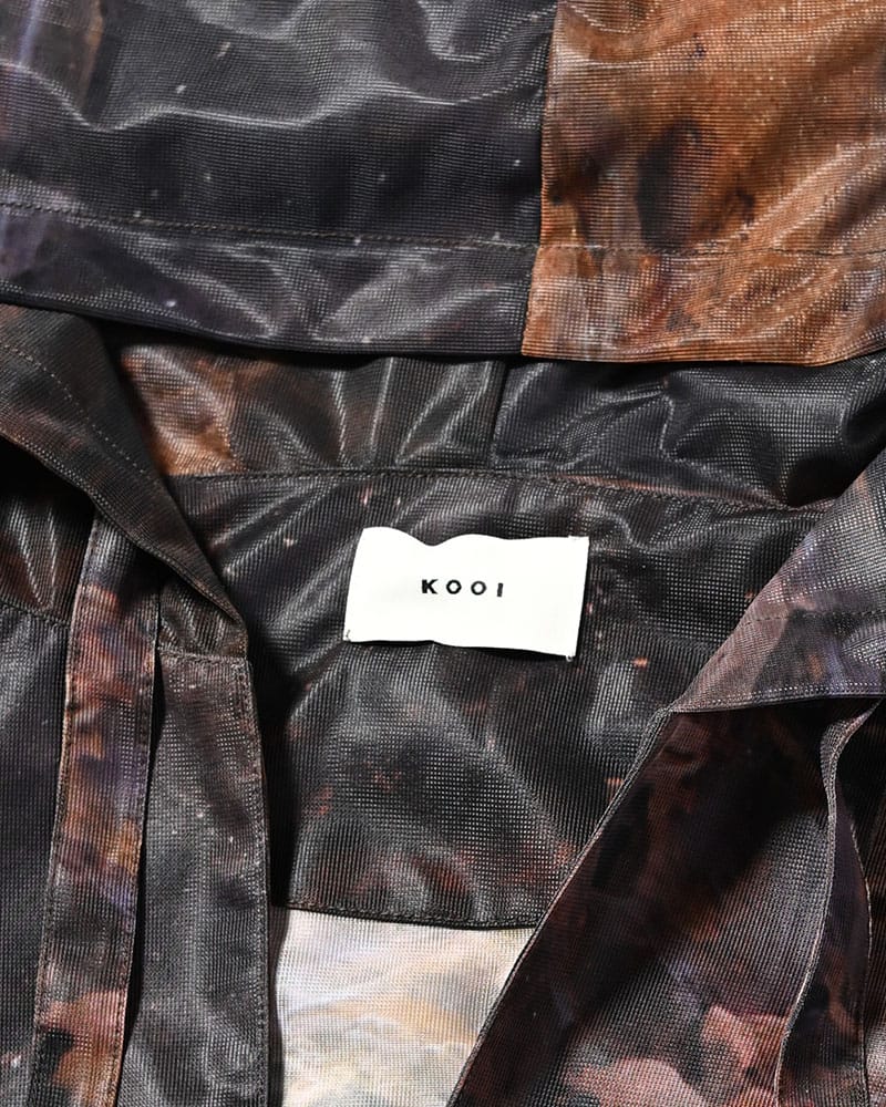 KOOI  NATURE PRINT SHEER ZIP HOODIE -SAND- SAND 1