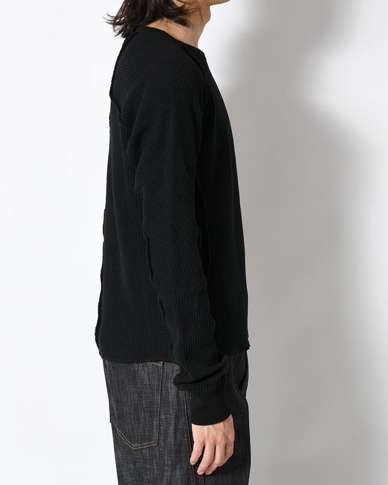 NVRFRGT  WAFFLE THERMAL LONG SLEEVE T-SHIRT -BLACK- BLACK 1