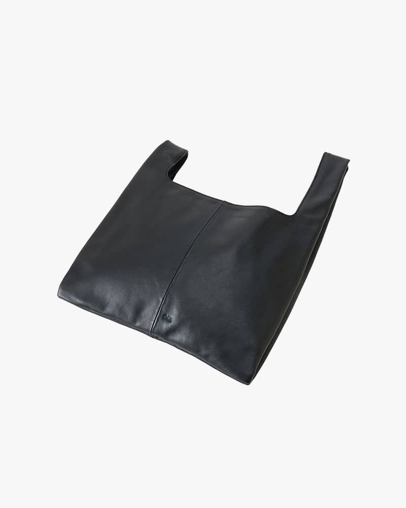 ONE.  SHOPPING LEATHER HAND BAG -BLACK- BLACK ONE SIZE