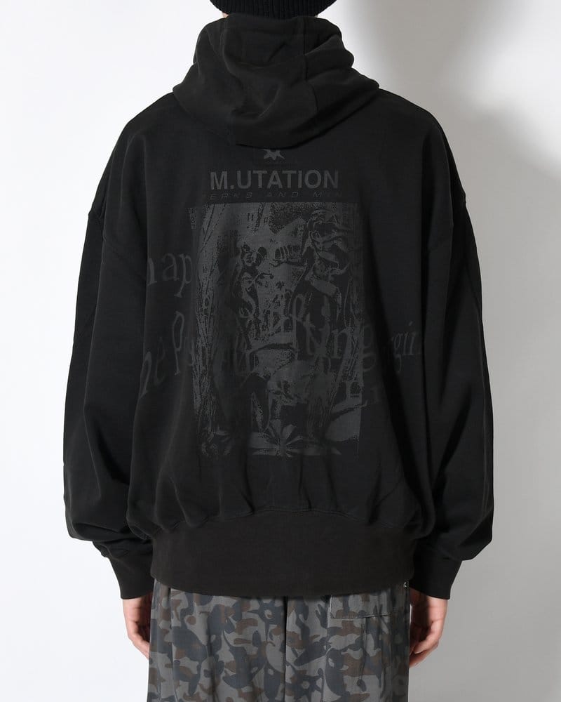 Perks And Mini  SHAPE SHIFT HOODED ZIP THRU SWEAT -BLACK WASH- BLACK WASH M