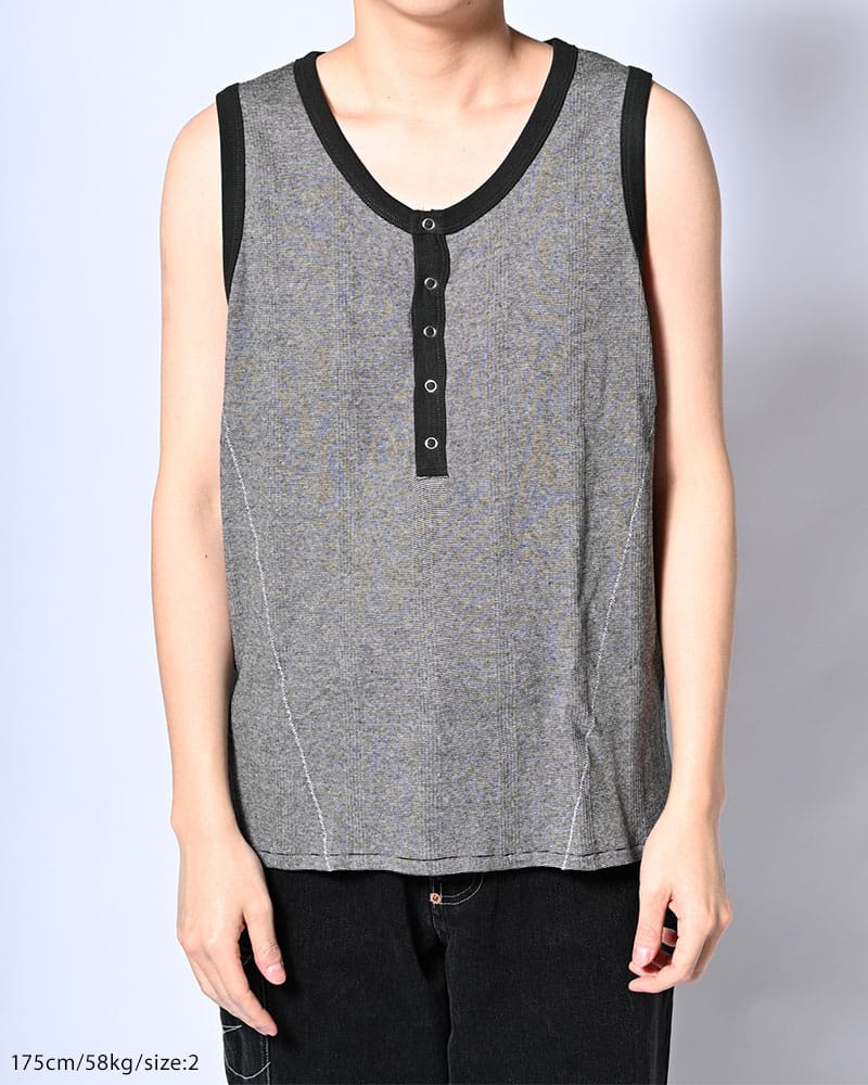 Robert P. Miller×KOOI  STITCH PANEL RIBBED TANKTOP -GRAY- GRAY 1