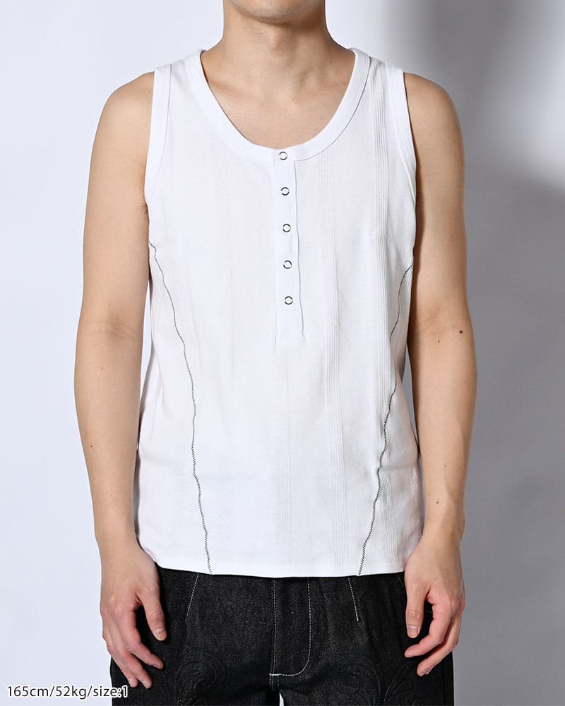 Robert P. Miller×KOOI  STITCH PANEL RIBBED TANKTOP -WHITE- WHITE 1