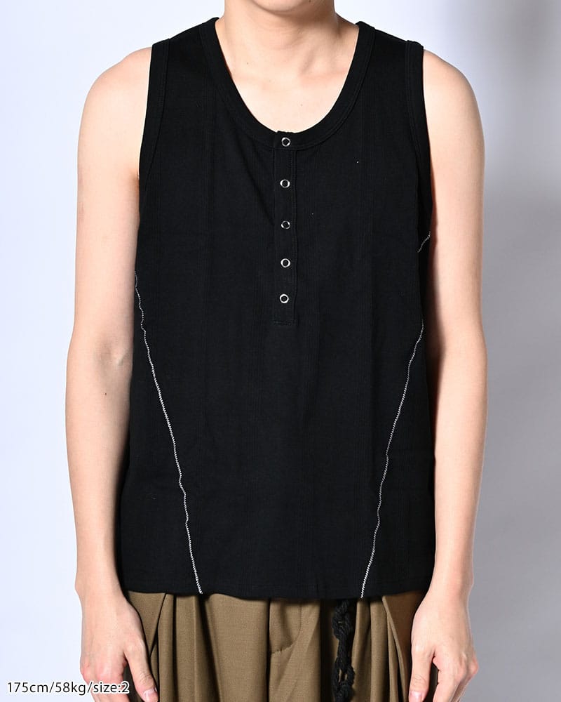 Robert P. Miller×KOOI  STITCH PANEL RIBBED TANKTOP -BLACK- BLACK 1