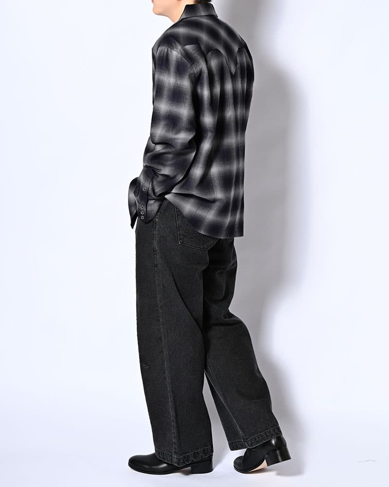 KOOI  EMBOSS DENIM PANTS -BLACK- BLACK 1