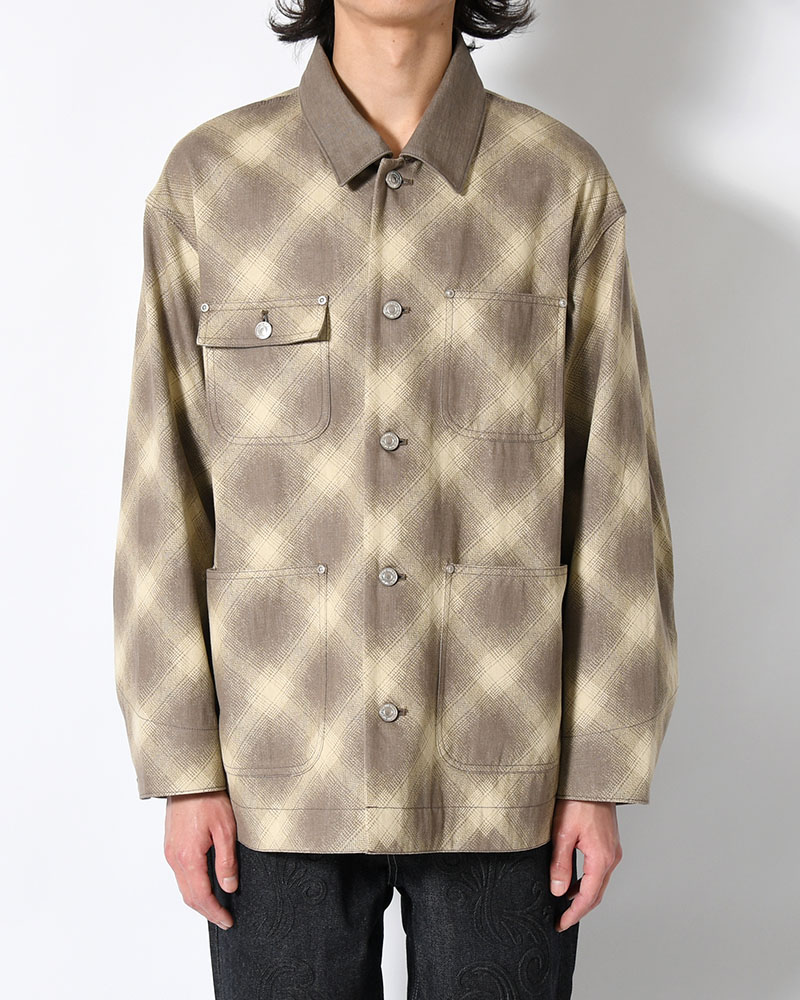 SEVEN BY SEVEN  OMBRE CHECK MICHIGAN CHORE COAT -Discharge printing- -GRAY- GRAY S