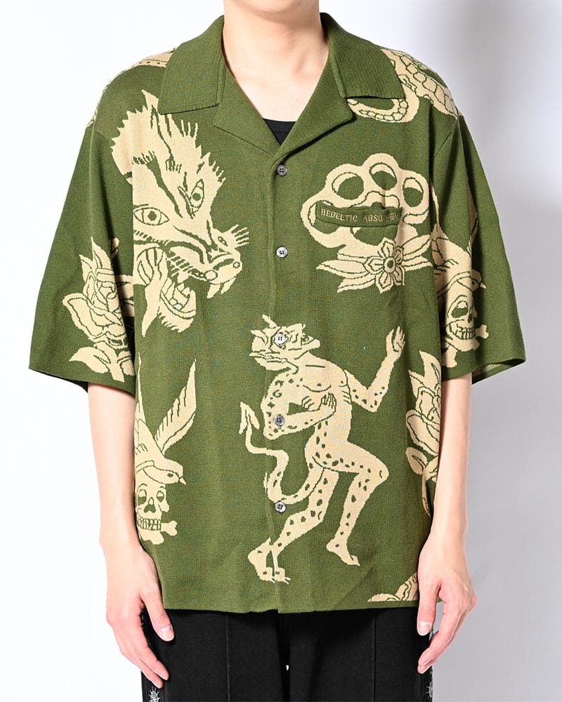 HIGH-GATE  OUTLAW KNIT SHIRT -GREEN- GREEN 1