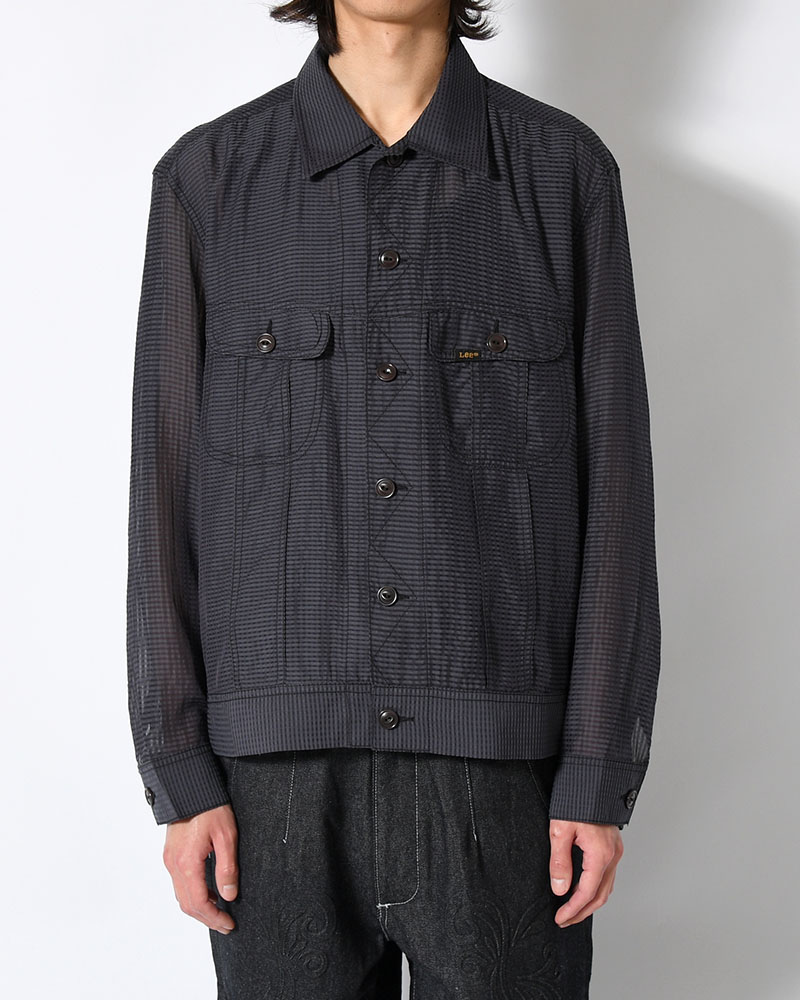 SEVEN BY SEVEN×Lee  SHEER COWBOY JACKET -Gingham Check Indian fabric- -BLACK- BLACK S