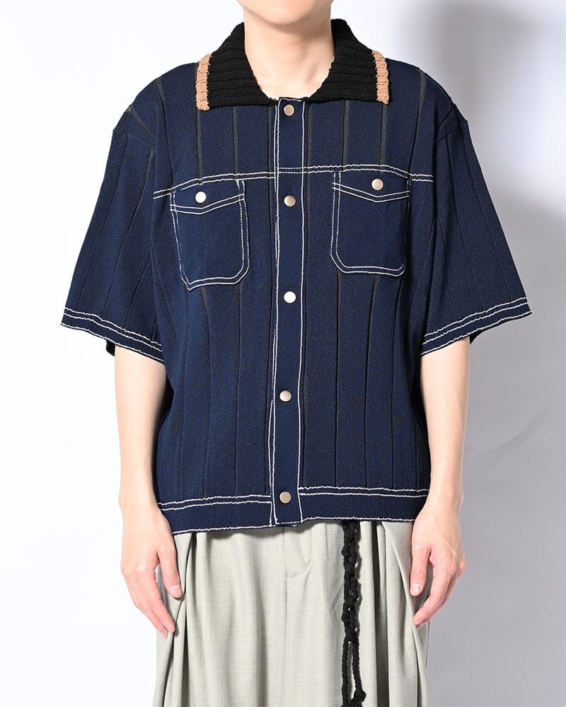 KOOI  CLASSIC RIB KNIT SHIRT -NAVY- NAVY 1