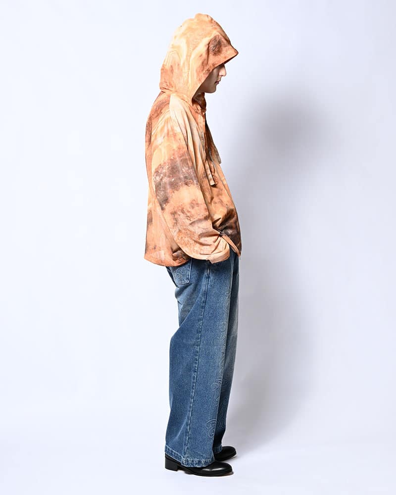 KOOI NATURE PRINT SHEER ZIP HOODIE -BEIGE-(1 BEIGE)｜ 印｜名古屋