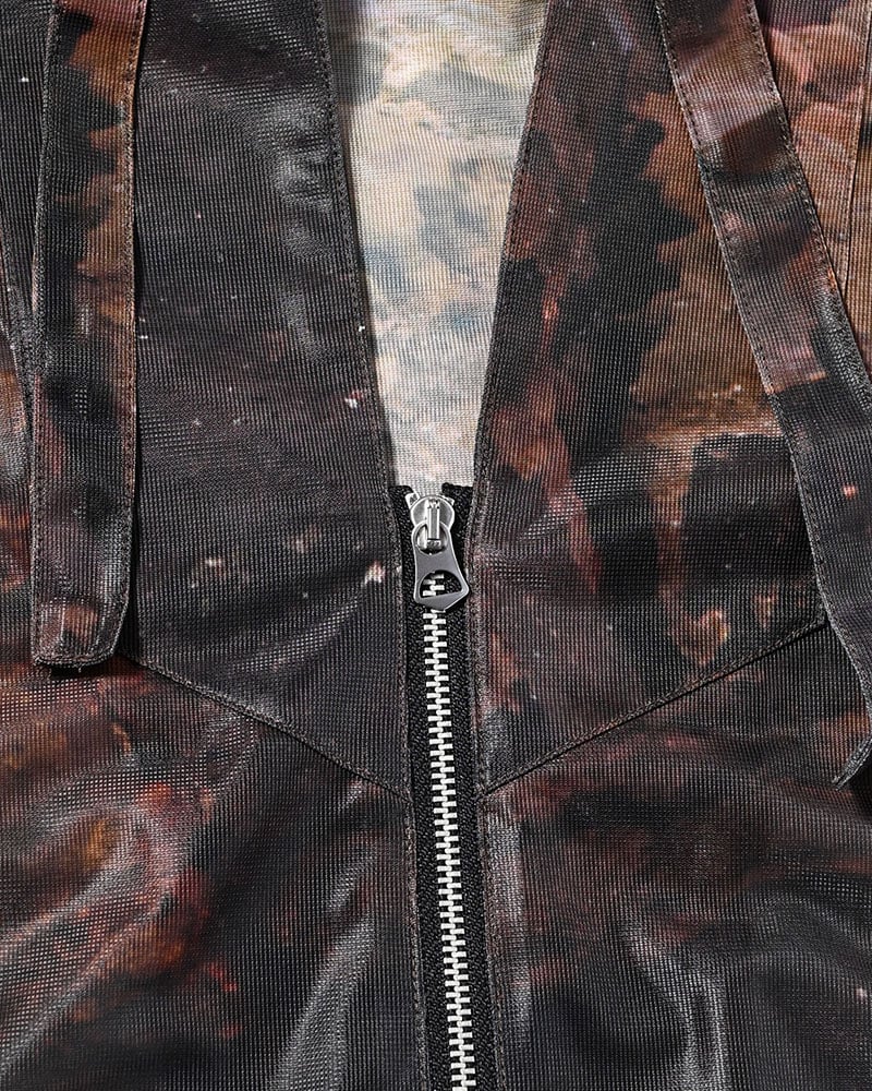 KOOI  NATURE PRINT SHEER ZIP HOODIE -SAND- SAND 1