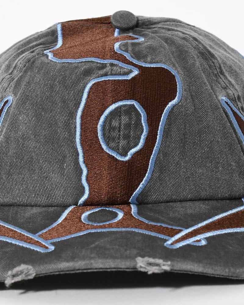 Perks And Mini  OUTLINE LOGO CAP -BLACK WASH- BLACK WASH ONE SIZE