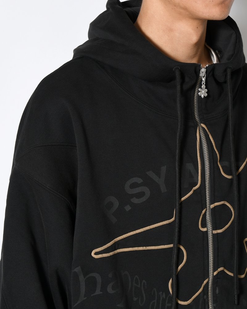 Perks And Mini  SHAPE SHIFT HOODED ZIP THRU SWEAT -BLACK WASH- BLACK WASH M