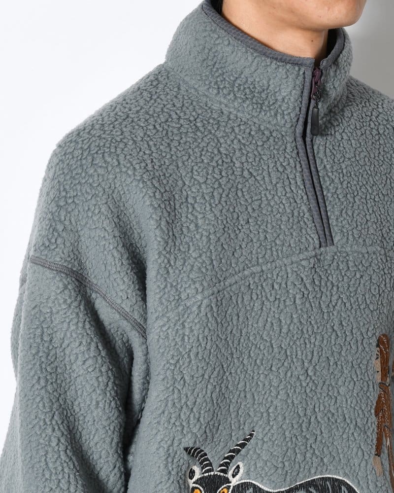 SOMEWHERE OUTSIDE HIKING COMPANY  MOUNTAIN GOAT POLARTEC FLEECE ANORAK -GREY- GREY L