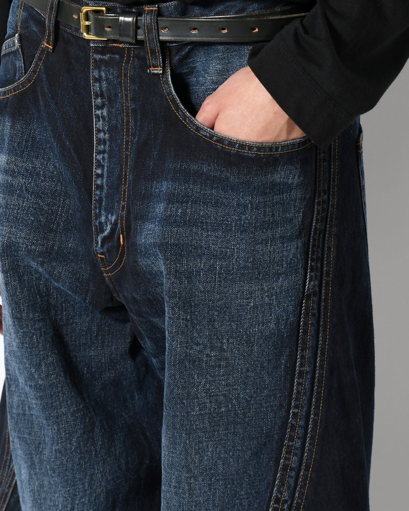 NVRFRGT  3D TWISTED WIDE LEG JEANS -DARK FADED INDIGO- DARK FADED INDIGO 1
