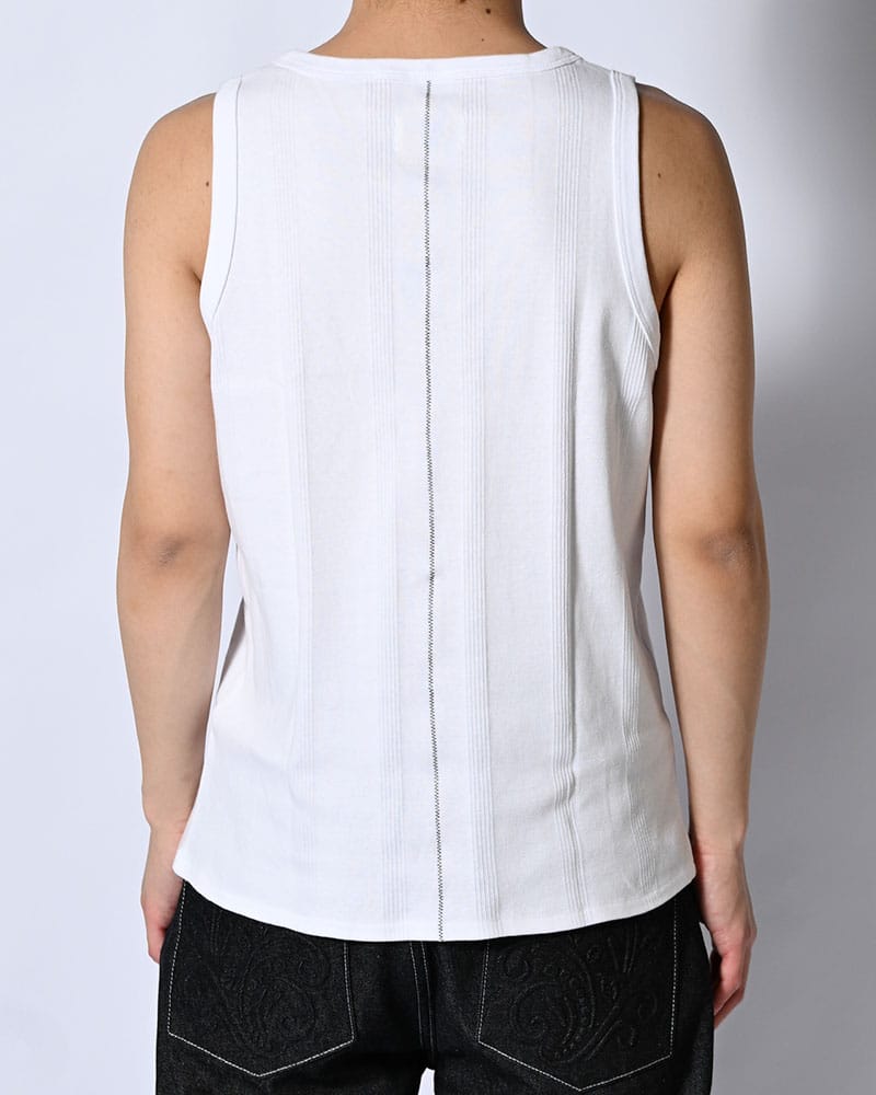 Robert P. Miller×KOOI  STITCH PANEL RIBBED TANKTOP -WHITE- WHITE 1