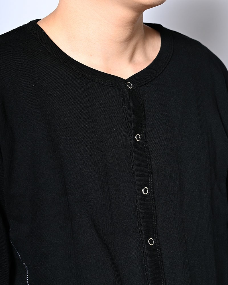 Robert P. Miller×KOOI  STITCH PANEL RIBBED CARDIGAN -BLACK- BLACK 1