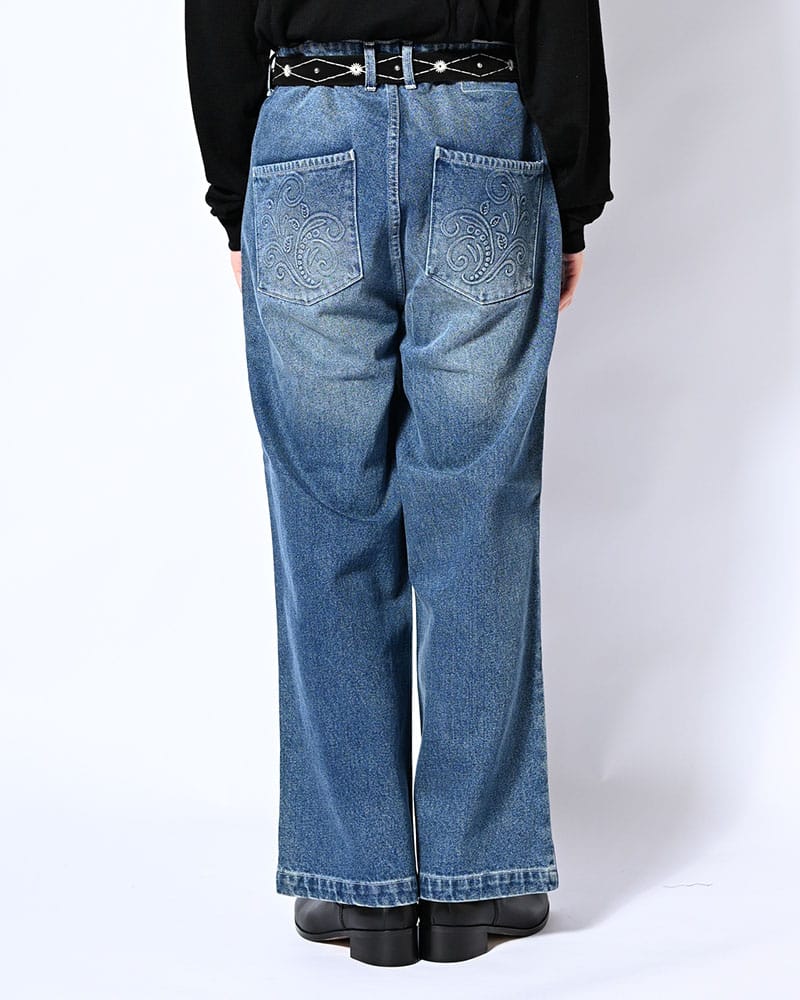 KOOI  EMBOSS DENIM PANTS -W.INDIGO- W.INDIGO 1