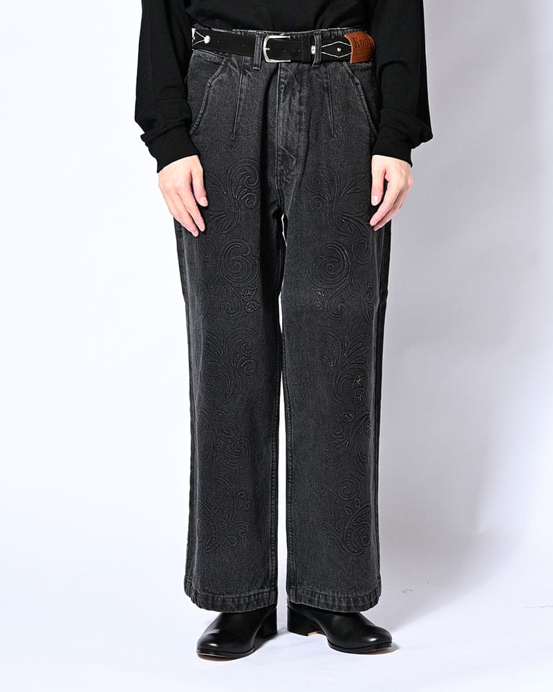 KOOI  EMBOSS DENIM PANTS -BLACK- BLACK 1