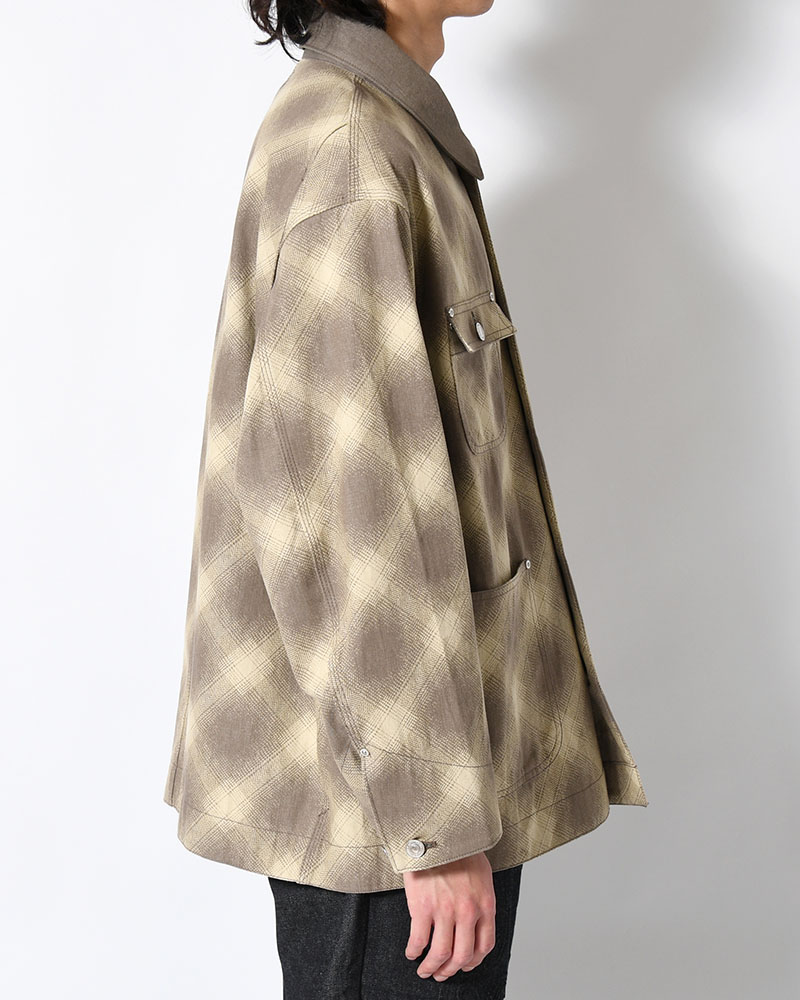 SEVEN BY SEVEN  OMBRE CHECK MICHIGAN CHORE COAT -Discharge printing- -GRAY- GRAY S