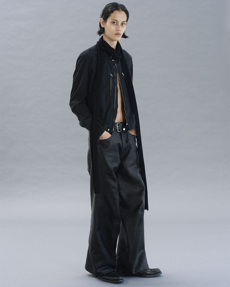 NVRFRGT  GLITTER TWILL 3D TWISTED WIDE -BLACK- BLACK 1