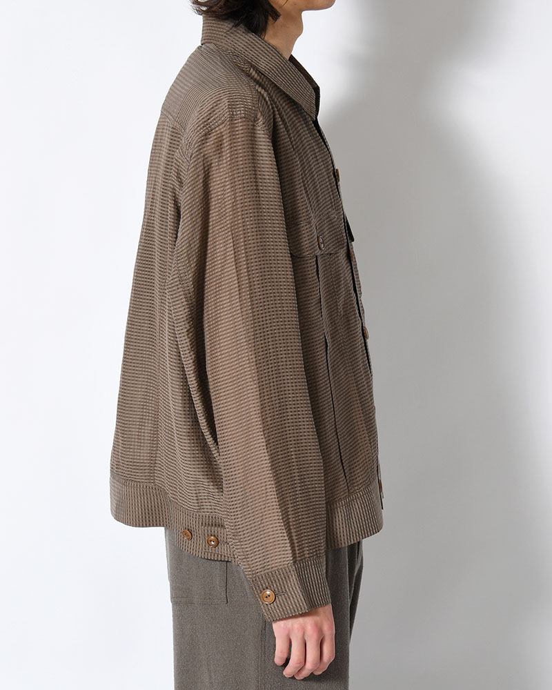 SEVEN BY SEVEN×Lee  SHEER COWBOY JACKET -Gingham Check Indian fabric- -GREIGE- GREIGE S