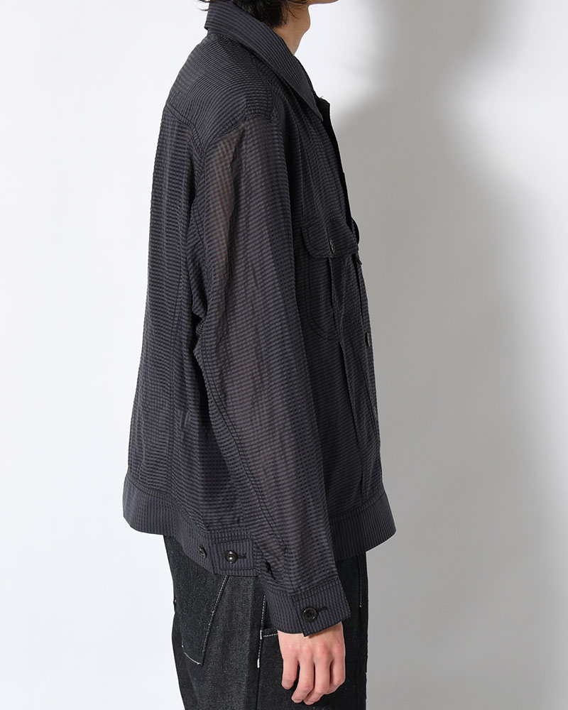 SEVEN BY SEVEN×Lee  SHEER COWBOY JACKET -Gingham Check Indian fabric- -BLACK- BLACK S