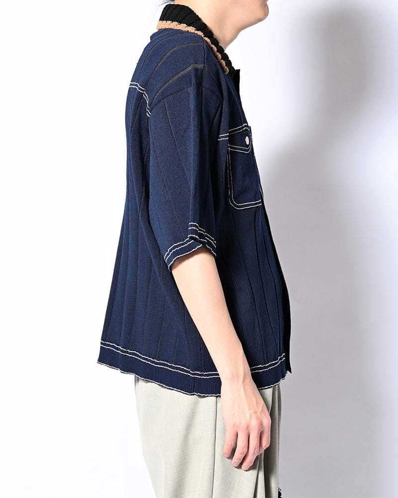 KOOI  CLASSIC RIB KNIT SHIRT -NAVY- NAVY 1