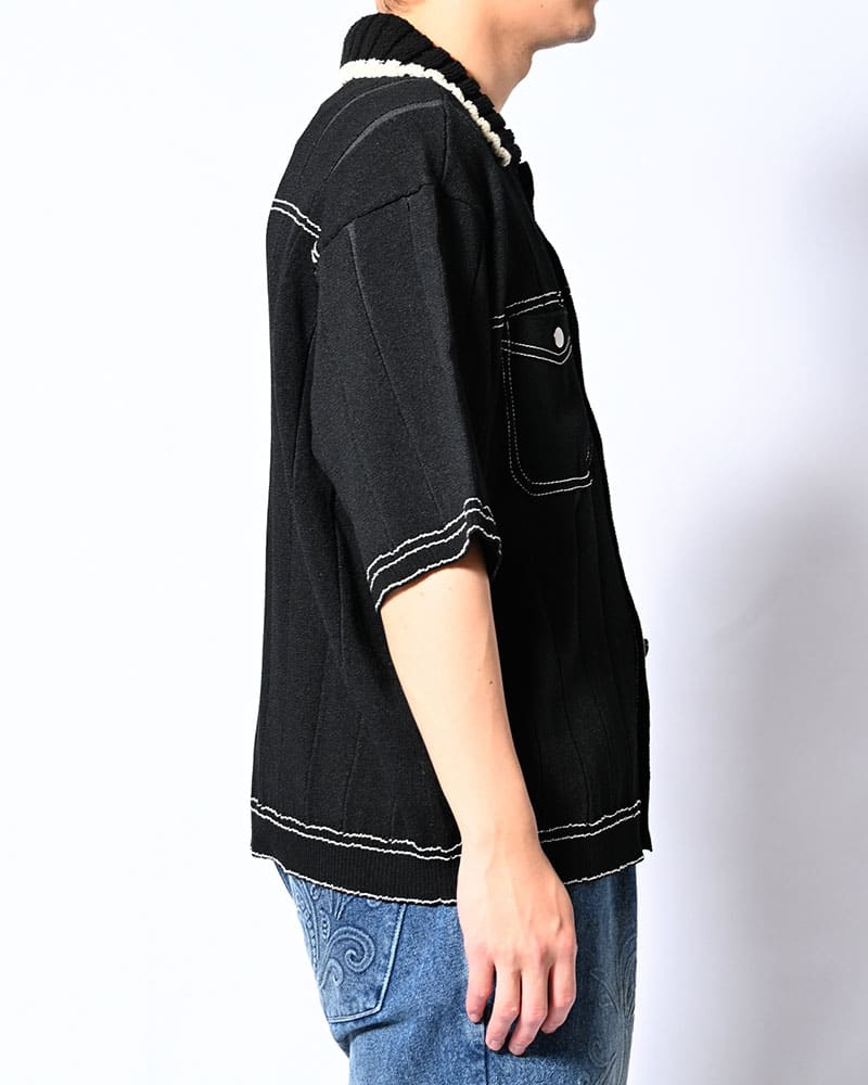 KOOI  CLASSIC RIB KNIT SHIRT -BLACK- BLACK 1