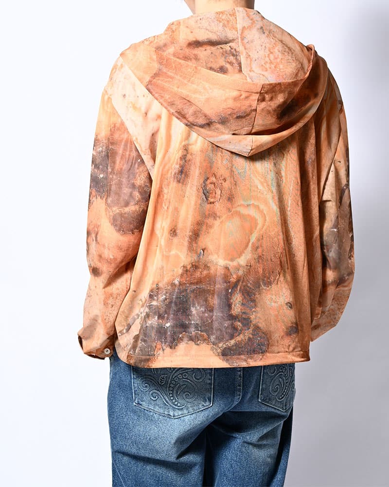 KOOI  NATURE PRINT SHEER ZIP HOODIE -BEIGE- BEIGE 1