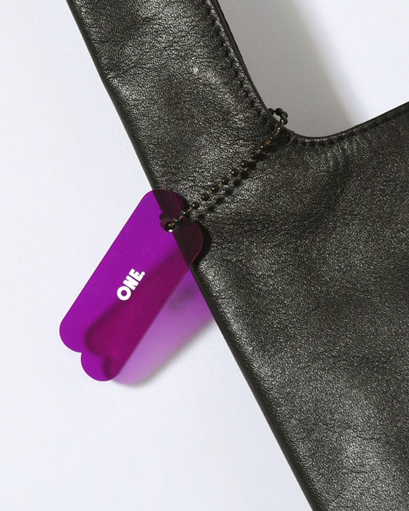 ONE.  SHOPPING LEATHER HAND BAG -BLACK- BLACK ONE SIZE